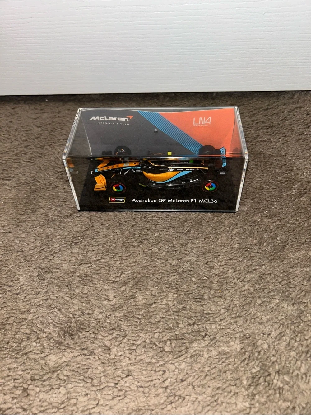 McLaren MCL36 Kids Die-Cast Race Car Toy - Black & Orange